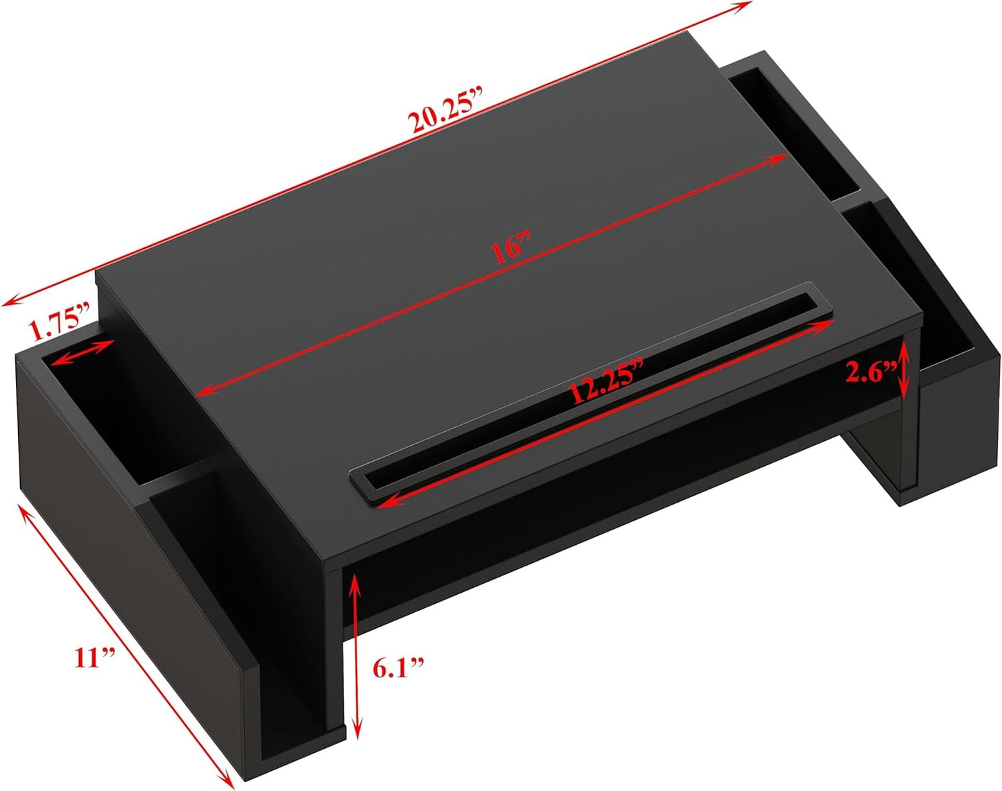 Ergonomic & Organized: Black Monitor Riser with Tray!