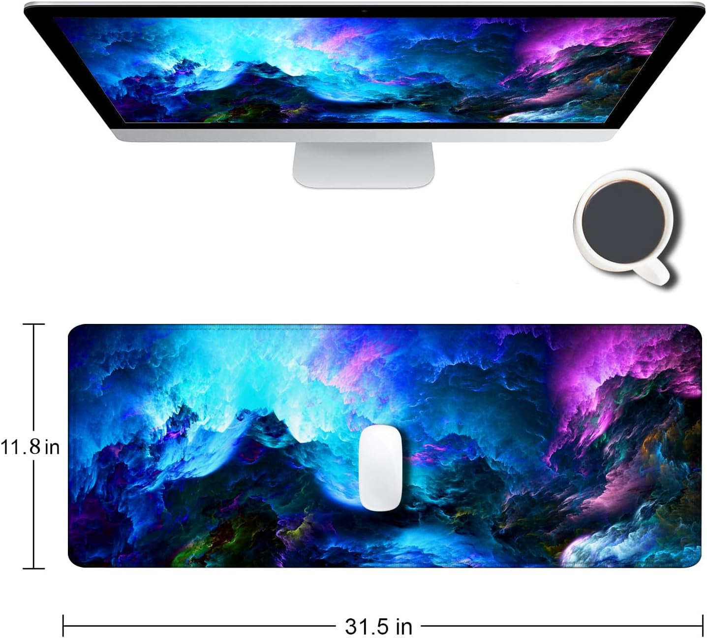 Galaxy Gaming Mouse Pad – 31.5x11.8” Non-Slip & XL