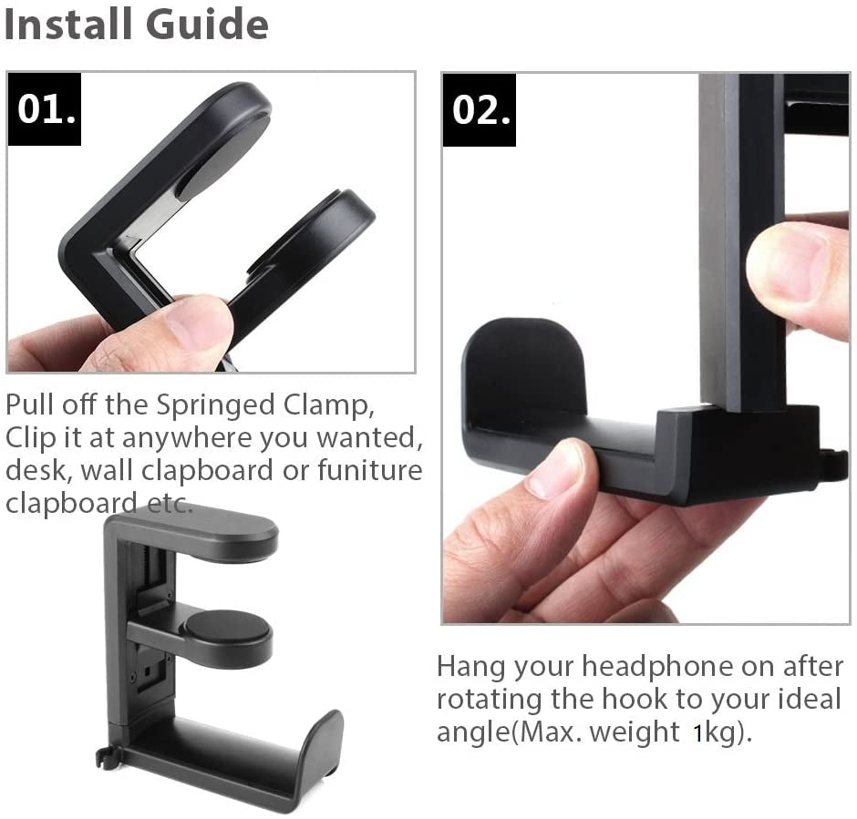 Adjustable Clamp Headphone Stand – Space-Saving Hook!
