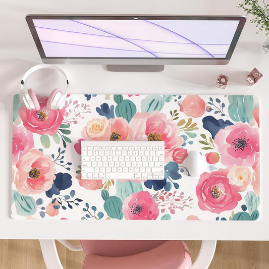 Large Pink Floral Mouse Pad – Waterproof & Stylish
