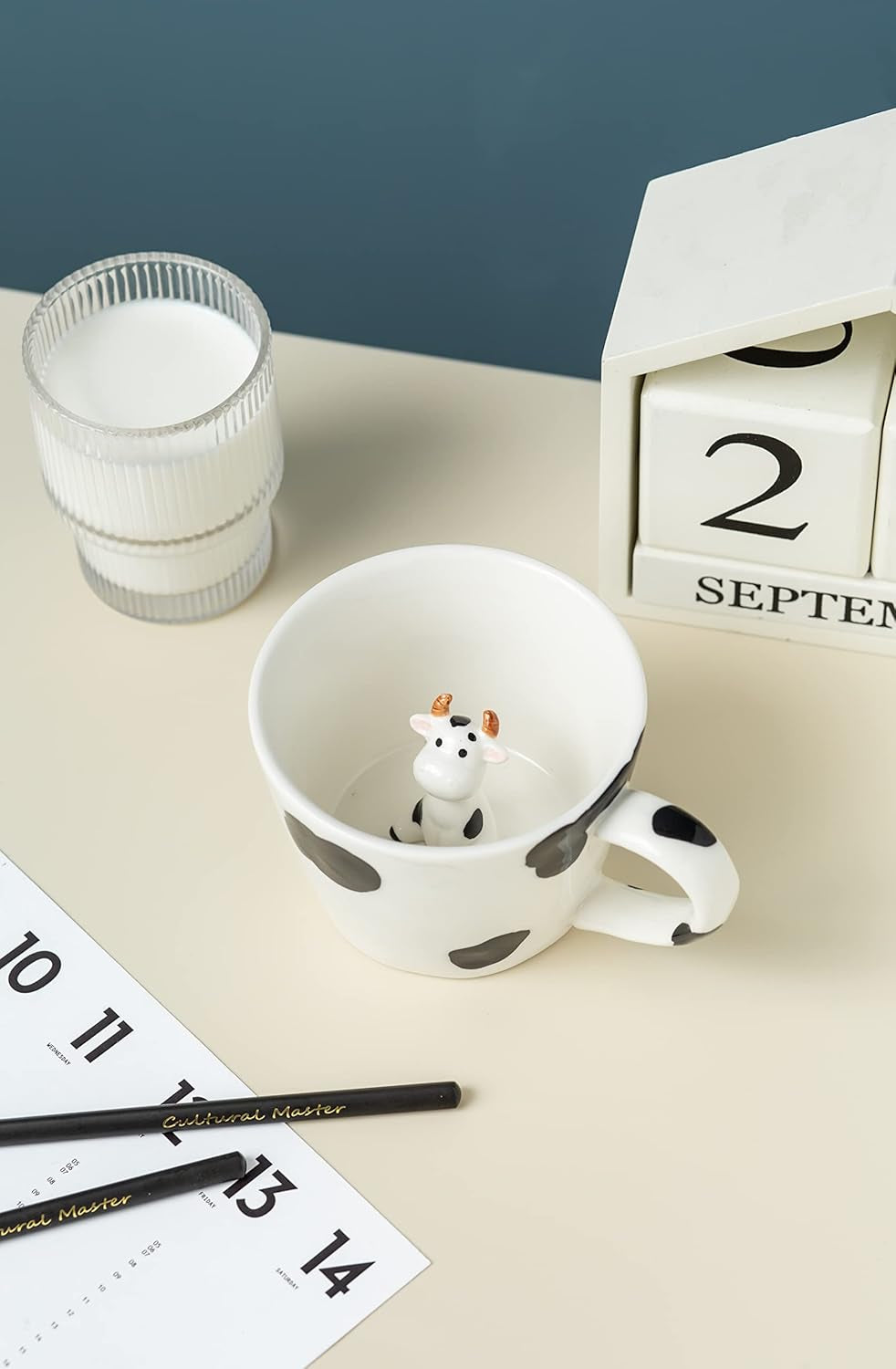 Holy Cow! Hidden 3D Animal Mug for Sipping Surprises – 12 Oz -White and Black