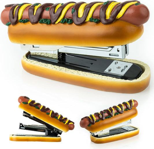 Staple Your Work in Style: Hot Dog Desk Stapler Packed with 1000 Staples!