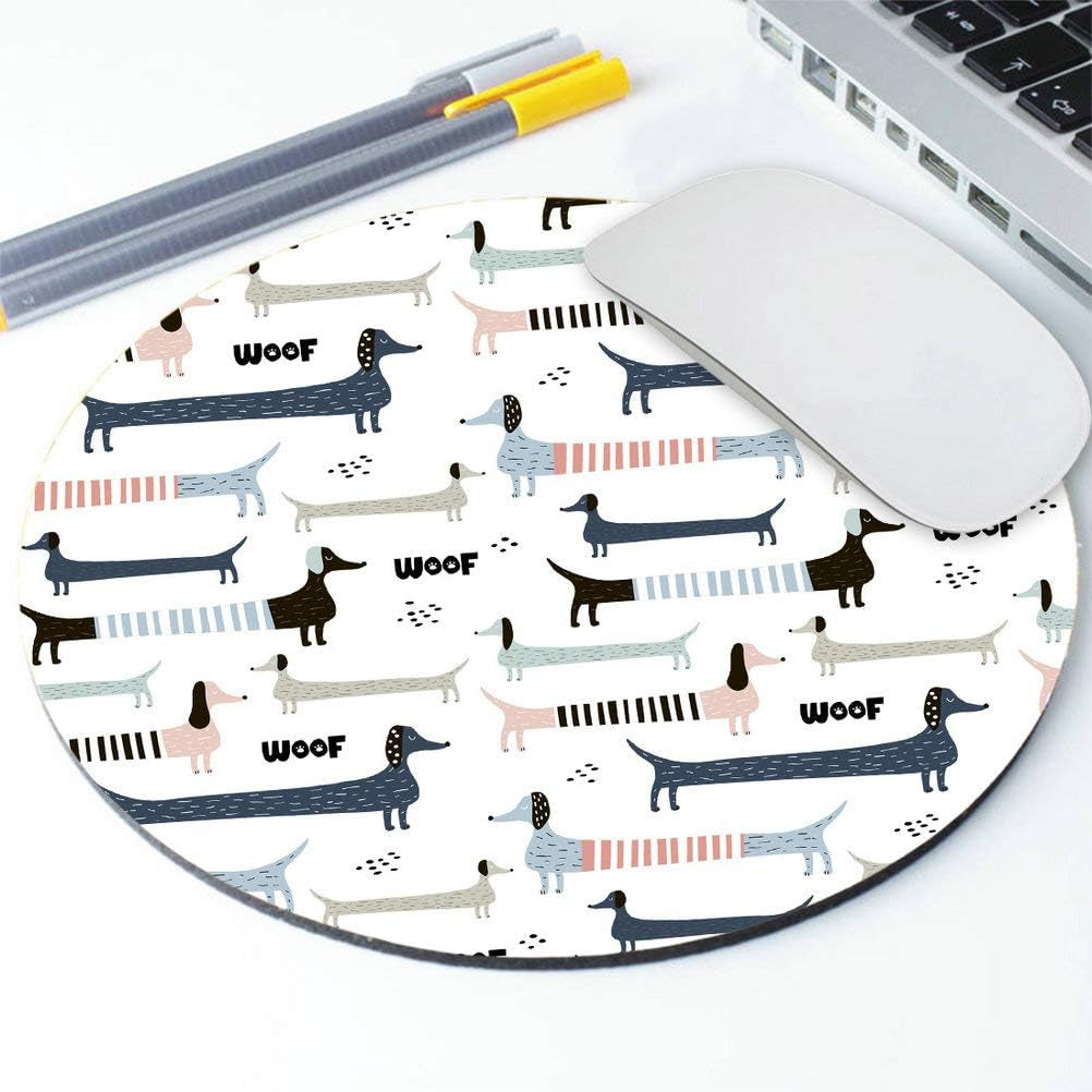 A Dog on Your Desk: Round Dachshund Mouse Pad for Office Woof Enthusiasts - 7.9 X 7.9 X 0.12 Inch