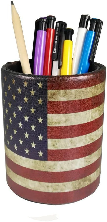 The Write to Organize: American Flag Pen Holder Desk Cup for Proud Patriots!