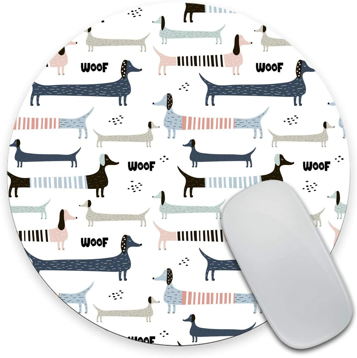 A Dog on Your Desk: Round Dachshund Mouse Pad for Office Woof Enthusiasts - 7.9 X 7.9 X 0.12 Inch